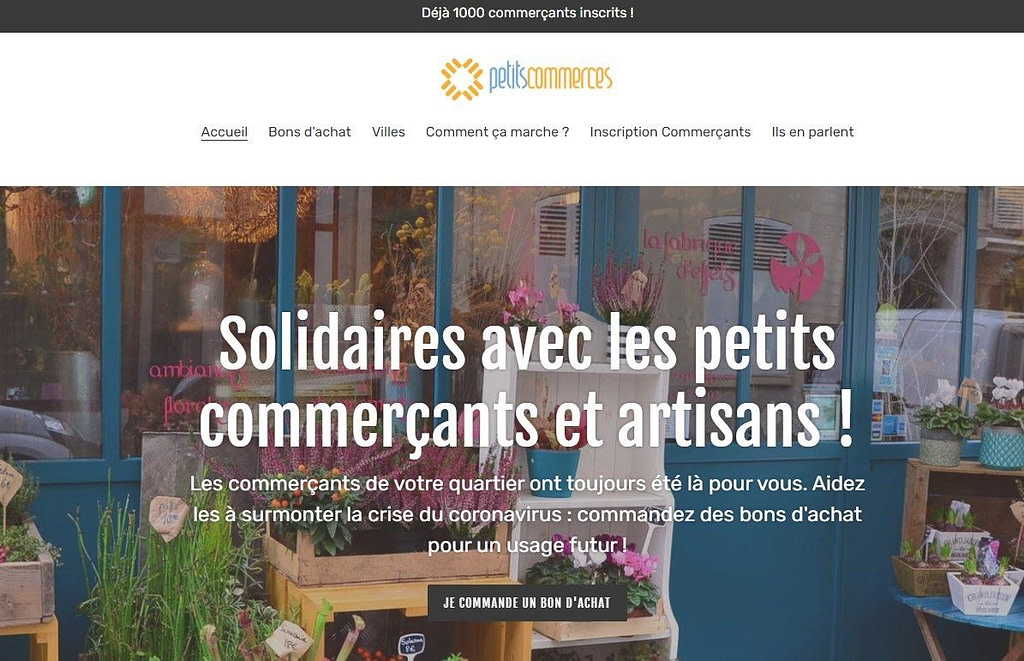 covid 19 retail soutien commercants Accueil page site web petits commerces