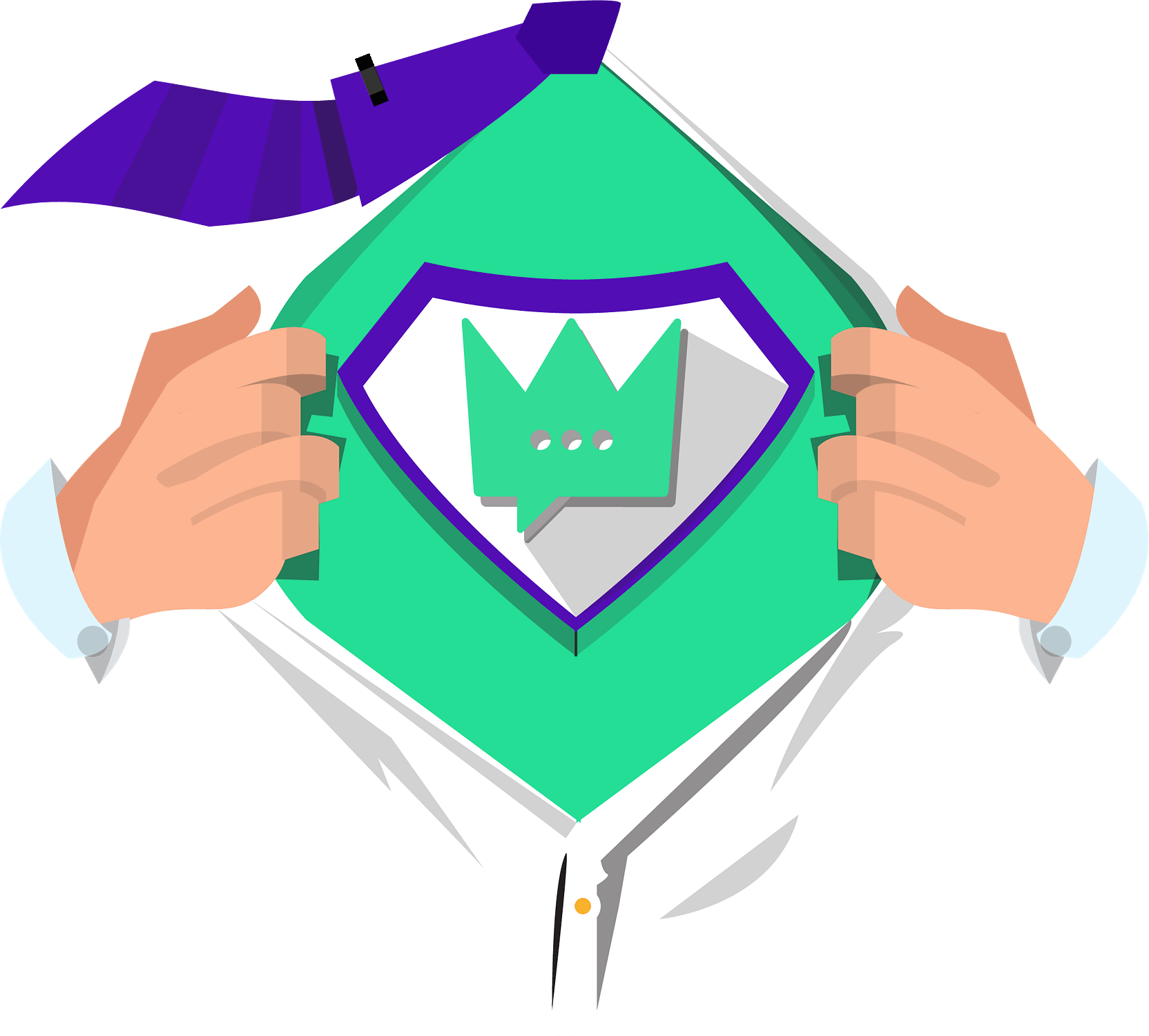 Rejoins -nous Avatar d'une personne qui ouvre sa chemise avec le logo de Budd'it